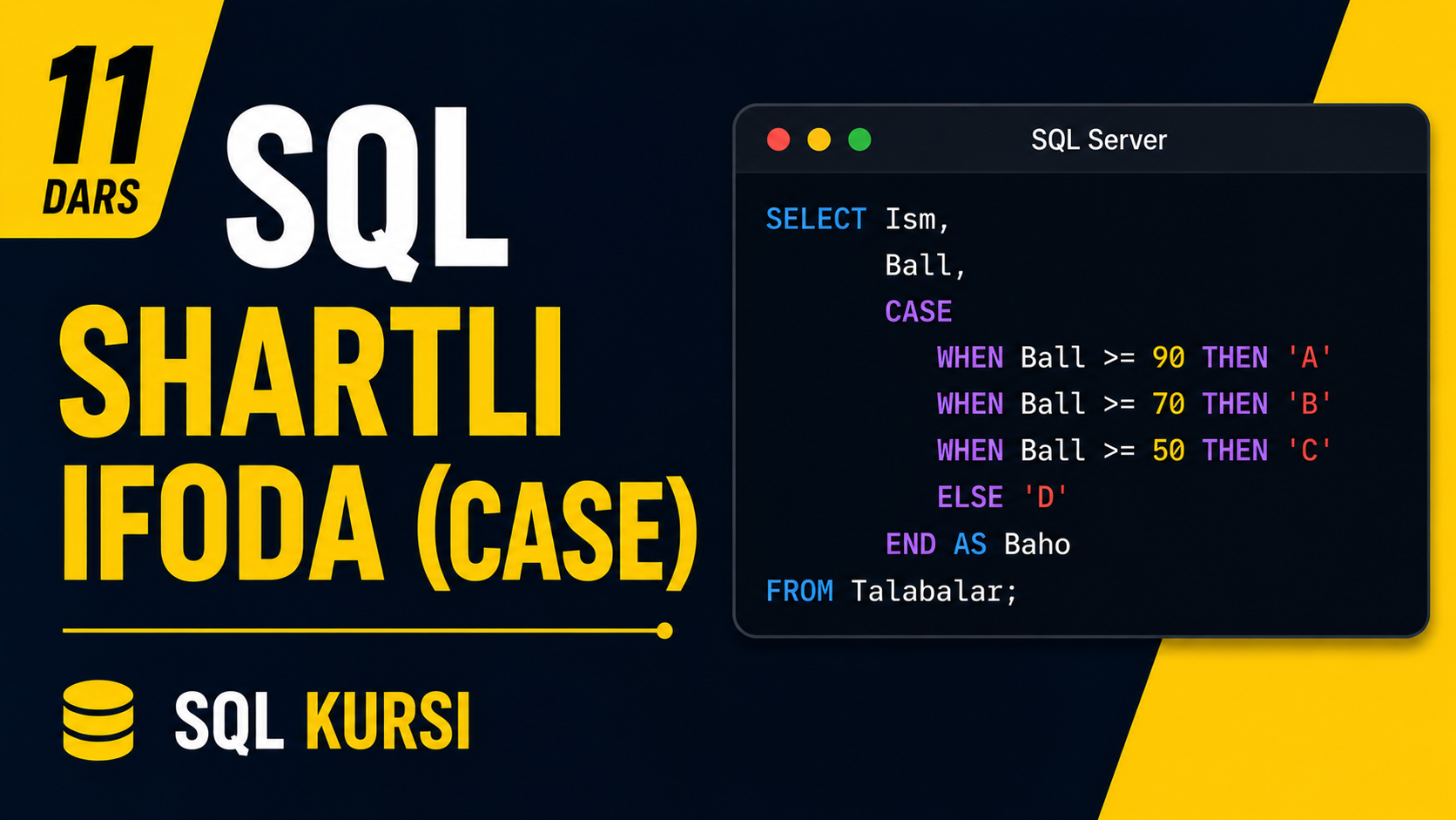 11-dars. Shartli ifoda (CASE)
