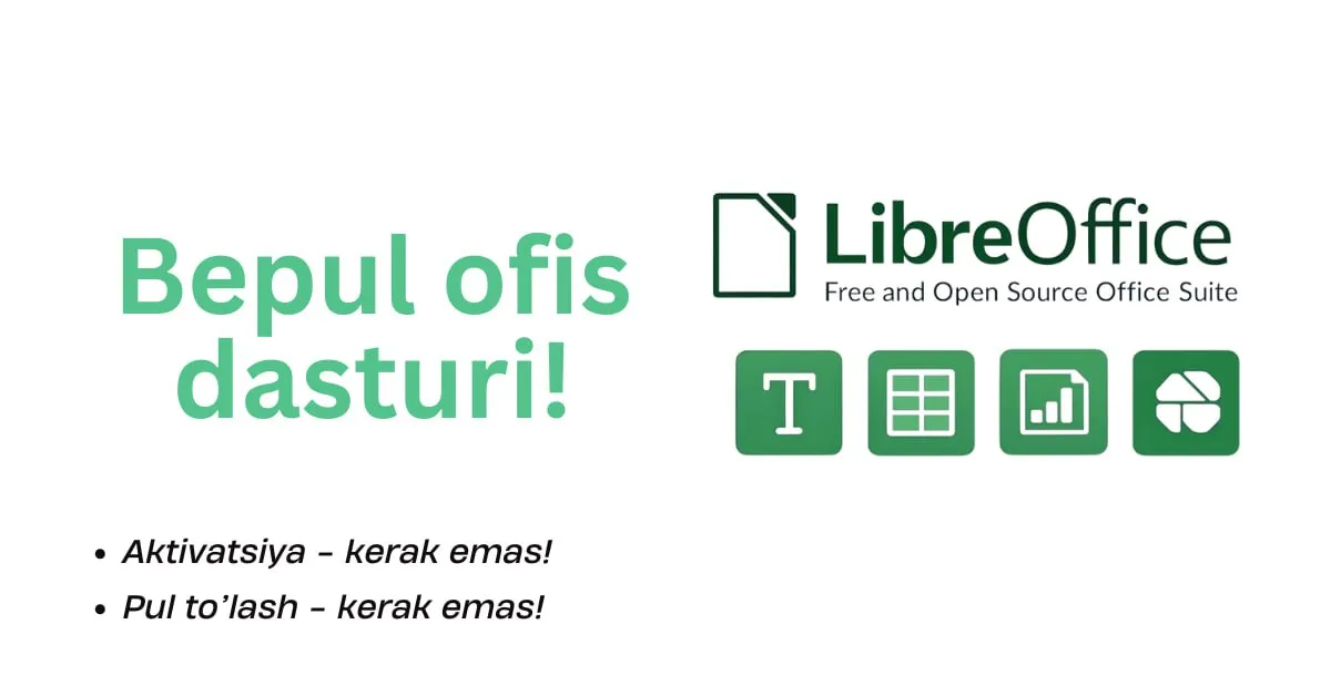 Bepul ofis dasturi - LibreOffice!
