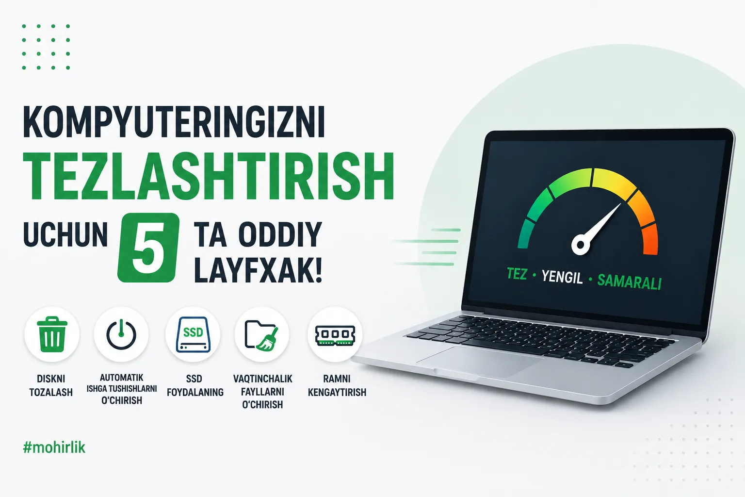 Kompyuteringizni tezlashtirish uchun 5 ta oddiy layfxak!