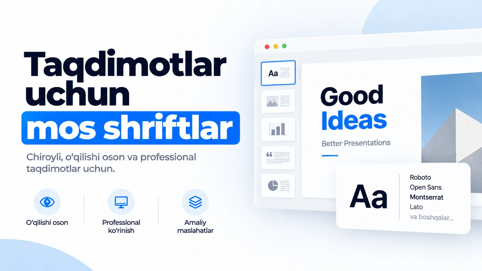 Taqdimotlar uchun mos shriftlar