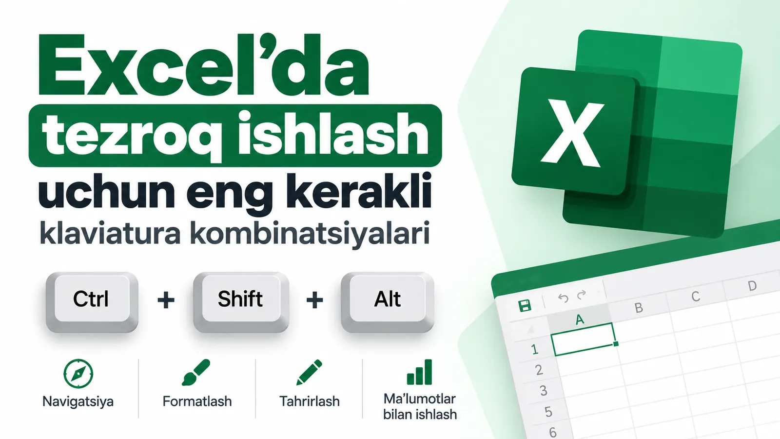 Excel’da tezroq ishlash uchun eng kerakli klaviatura kombinatsiyalari