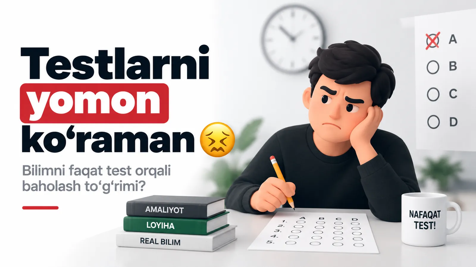 Testlarni yomon koʻraman 😖